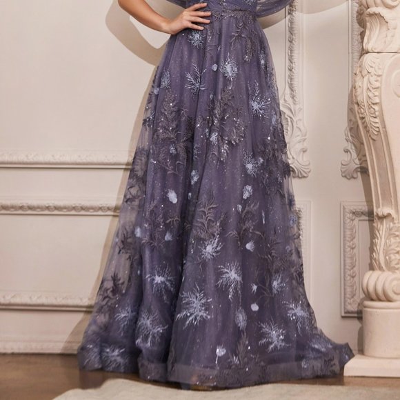 Purple Evening Party Evening STRAPLESS LAYERED TULLE GOWN A-Line Dress CD008 - Picture 2 of 8